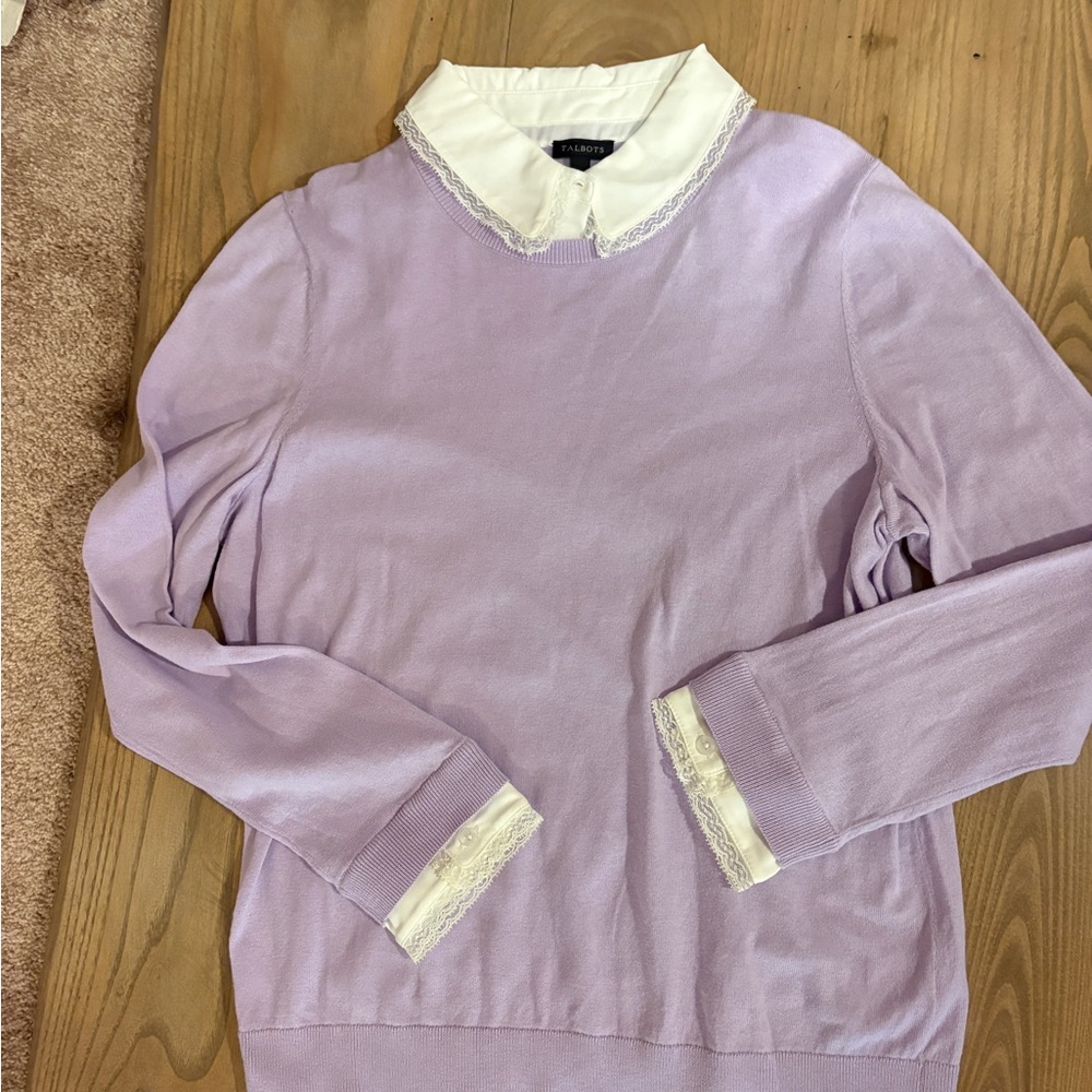 Talbots White and Lavender Top